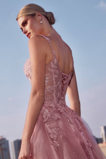 Mauve A-Line Layered Tulle Dress