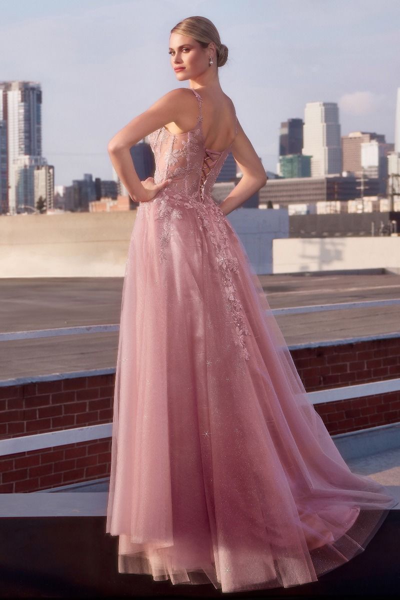 Mauve A-Line Layered Tulle Dress