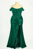 Off The Shoulder Lace & Satin Curve Dress