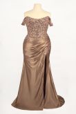Off The Shoulder Lace & Satin Curve Dress