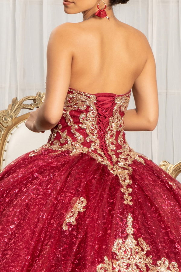 Sequin Pattern and Jewel Embellished Glitter Mesh Sleeveless Quinceanera Dress