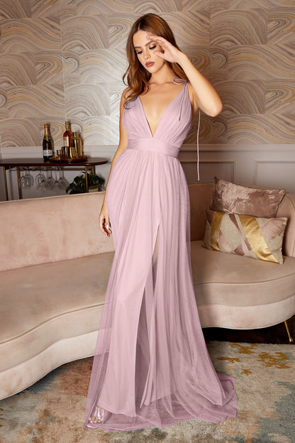 Empire Cut Dress With Deep V Neckline