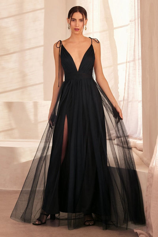 Empire Cut Dress With Deep V Neckline