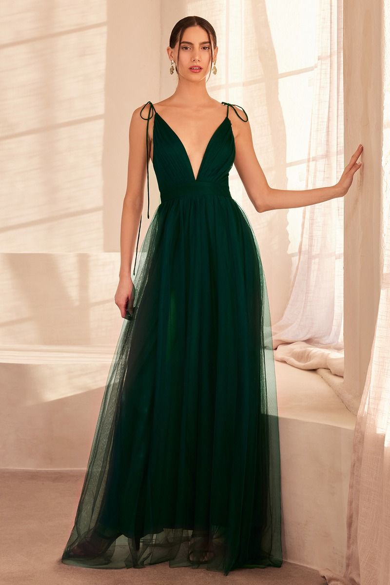 Empire Cut Dress With Deep V Neckline