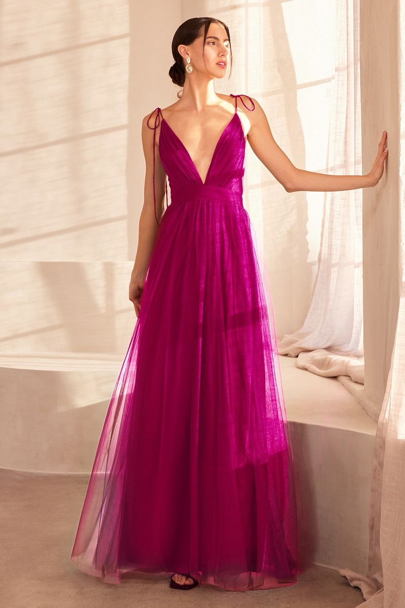 Empire Cut Dress With Deep V Neckline