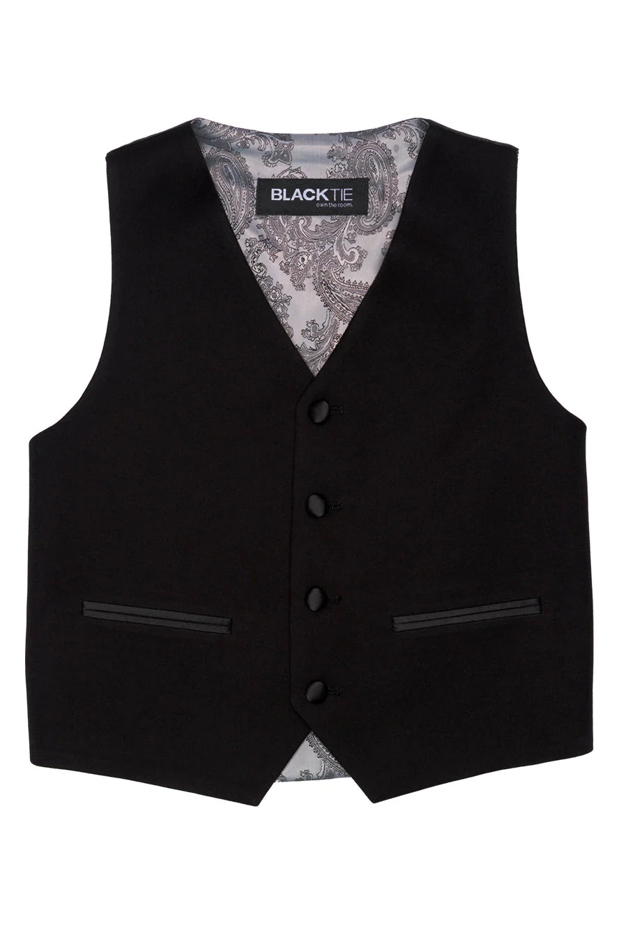 "Kingston" Kids Onyx Black Tuxedo (5-Piece Set)