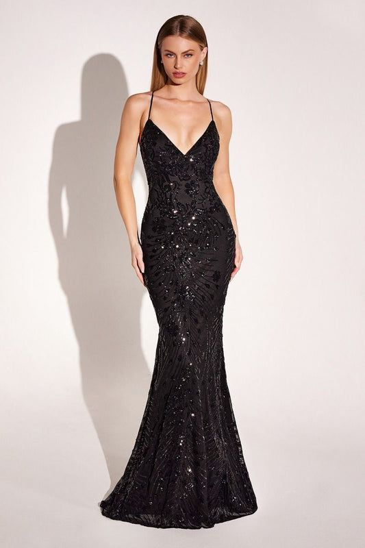 Mermaid Dress With A V-Neckline And Delicate Thin Straps