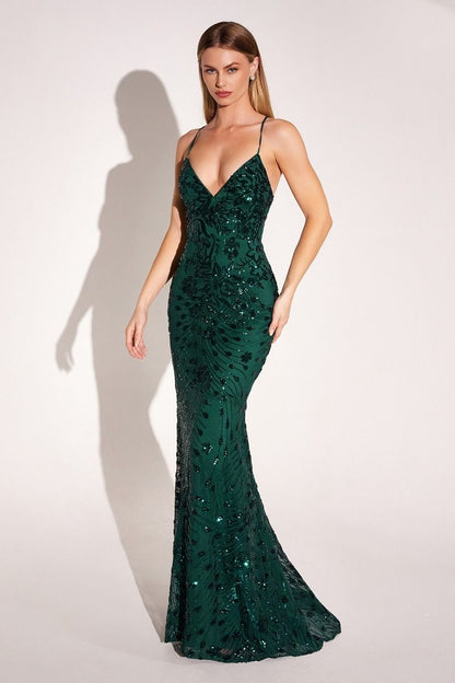 Mermaid Dress With A V-Neckline And Delicate Thin Straps