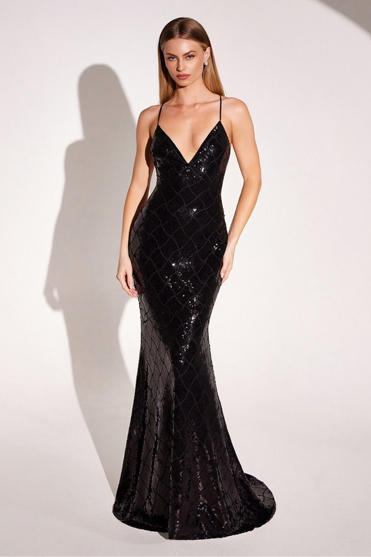 V-Neck Dress With Thin Straps And Open Back Crossed