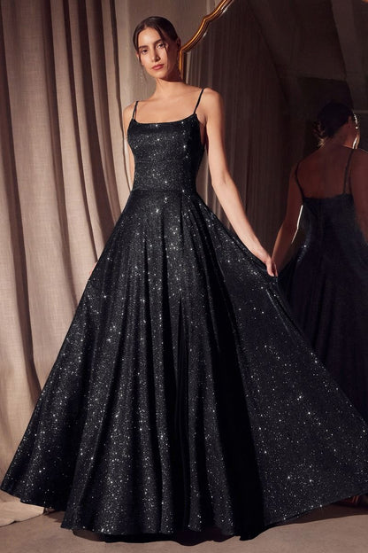 A-line dress with square neckline and thin straps