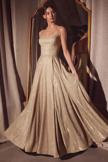 A-line dress with square neckline and thin straps