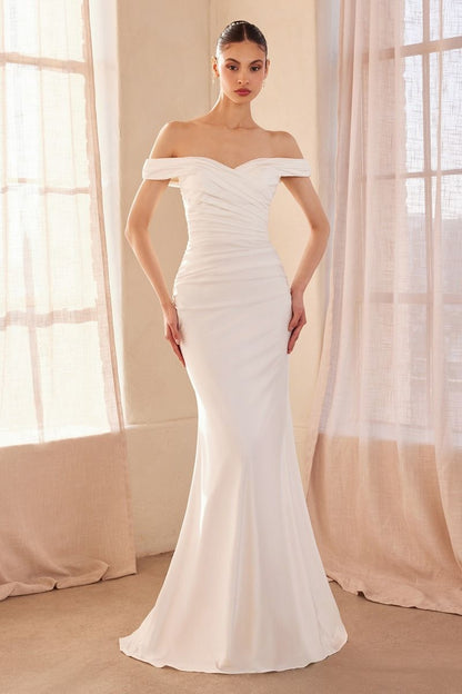 Off-the-shoulder sweetheart neckline fitted dress