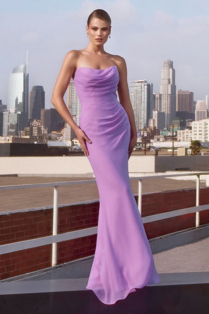 Strapless Scoop Neckline Bodycon Dress With A Beautifully Gathered Bodice And Hip Line