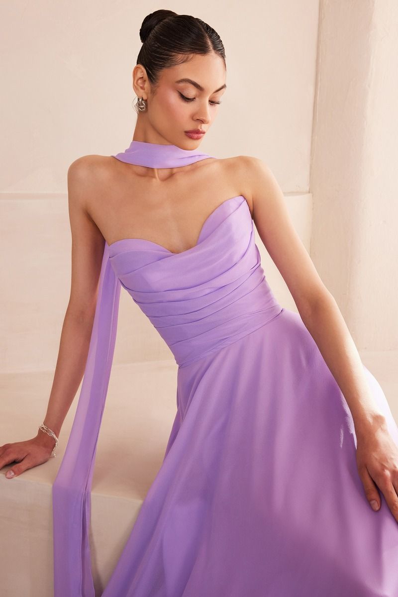 Strapless sweetheart neckline A-line dress