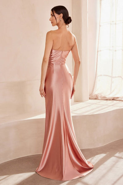 Strapless V-neck bodycon dress