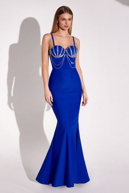Beaded Draped Bodice Sweetheart Neckline Bodycon Dress