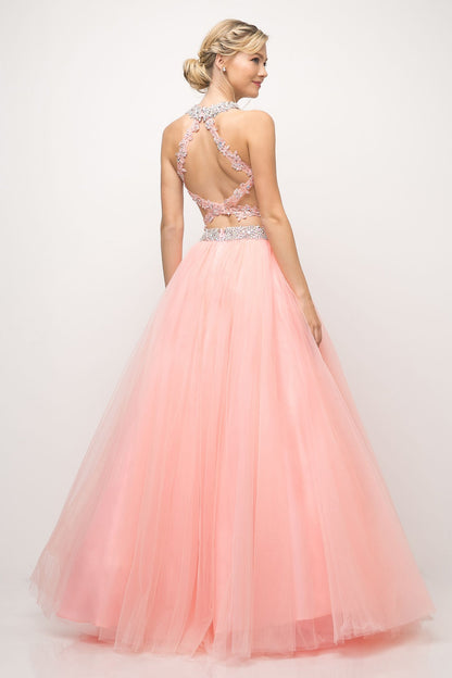 Two Piece Ball Gown with Lace Beaded Top