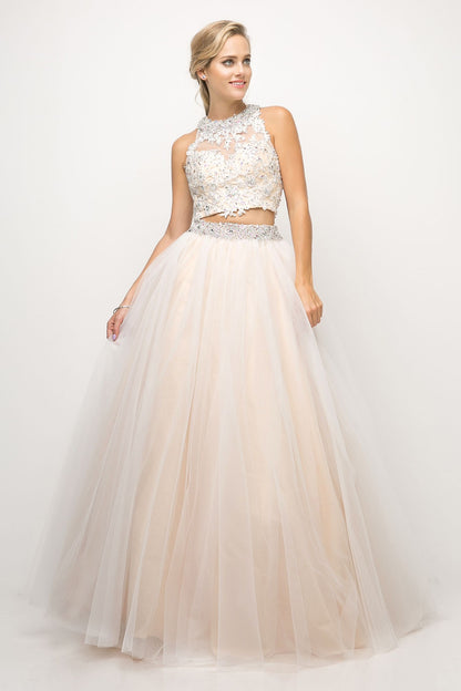 Two Piece Ball Gown with Lace Beaded Top