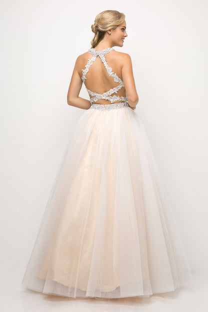 Two Piece Ball Gown with Lace Beaded Top