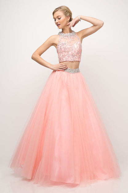 Two Piece Ball Gown with Lace Beaded Top