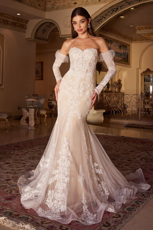 Lace Mermaid Bridal Gown With Removable Sleeves