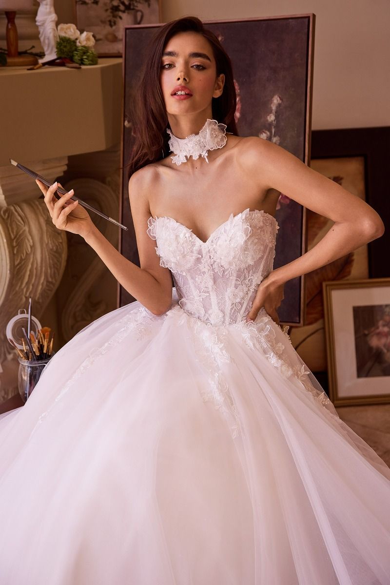 Strapless Lace & Tulle Wedding Ball Gown