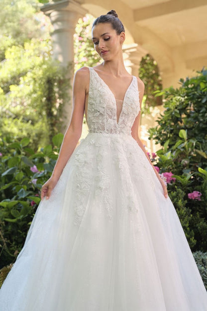 Wedding Ball Gown A Deep V-Neckline And Sleeveless Straps