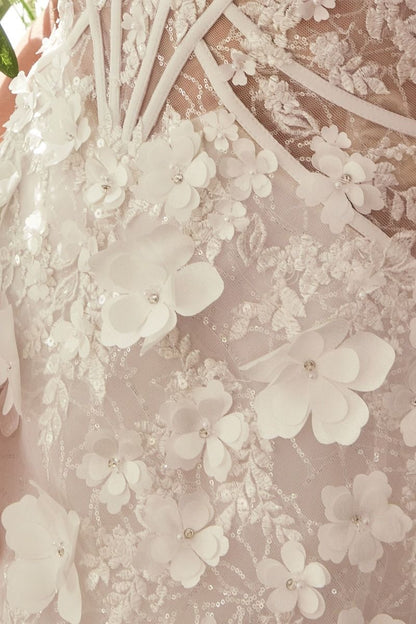 Deep Sweetheart Strapless Midi Short Bridal Dress