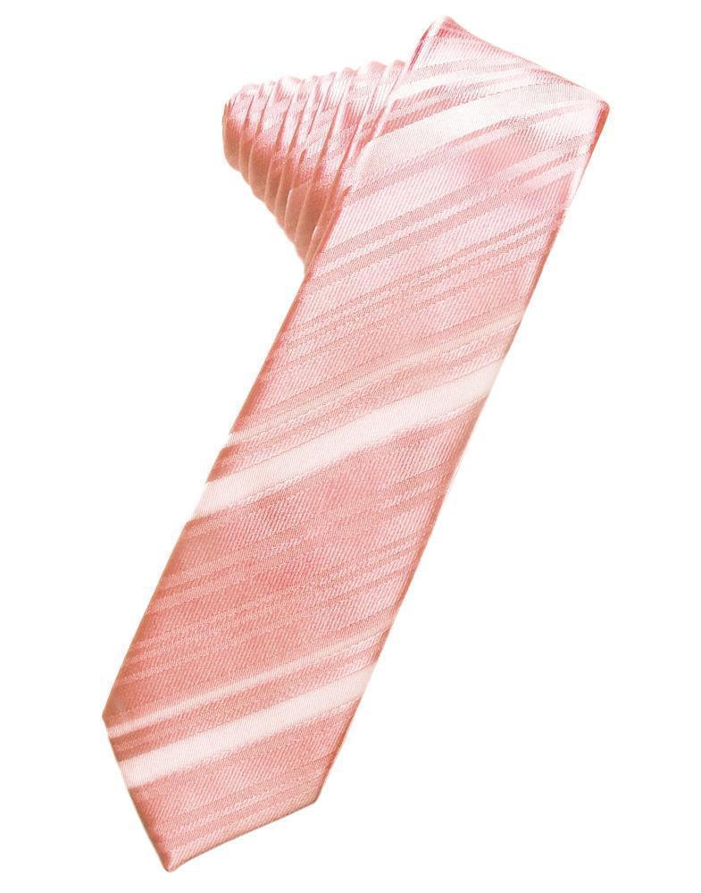 Striped Satin Skinny Necktie Self Tie