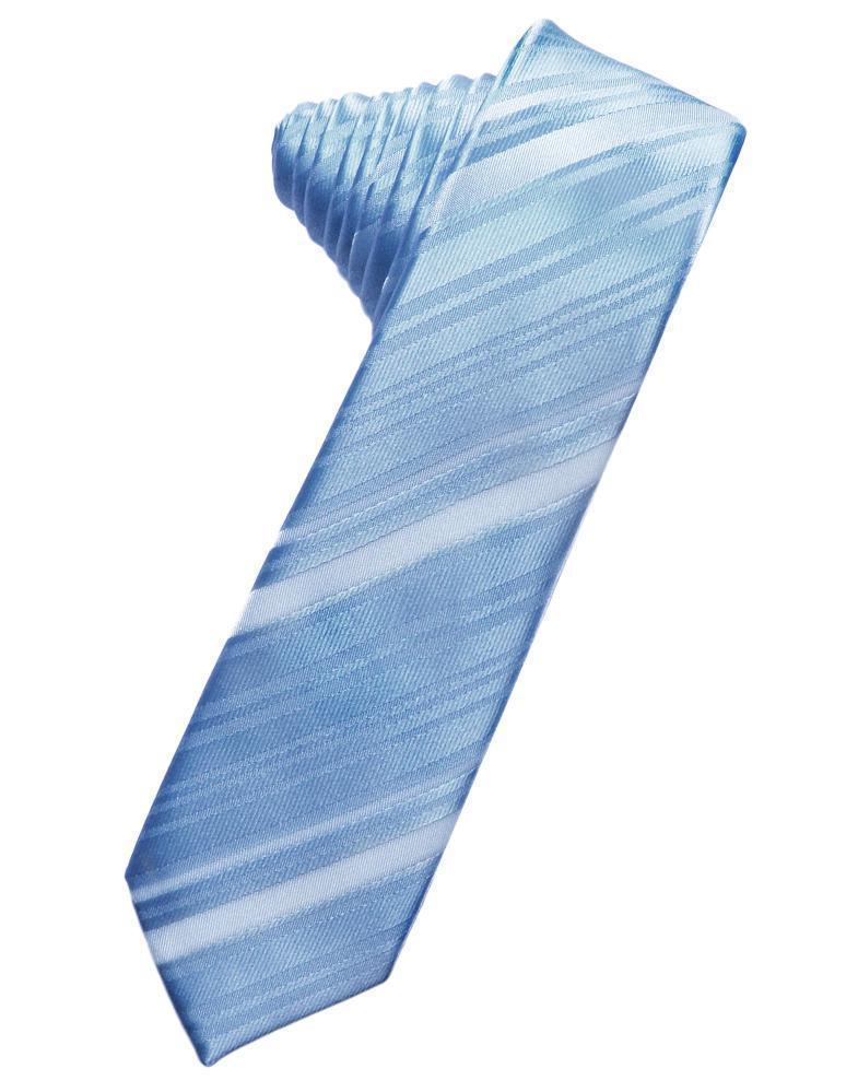 Striped Satin Skinny Necktie Self Tie
