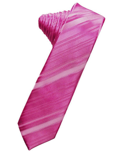 Striped Satin Skinny Necktie Self Tie