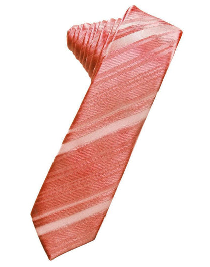Striped Satin Skinny Necktie Self Tie