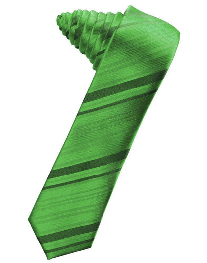 Striped Satin Skinny Necktie Self Tie