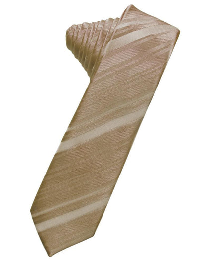Striped Satin Skinny Necktie Self Tie