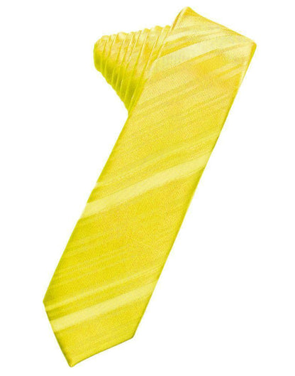 Striped Satin Skinny Necktie Self Tie