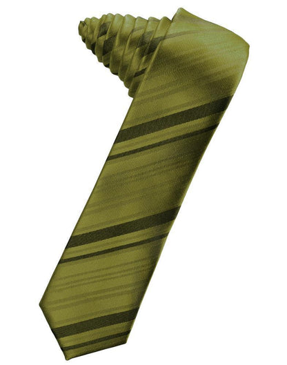 Striped Satin Skinny Necktie Self Tie