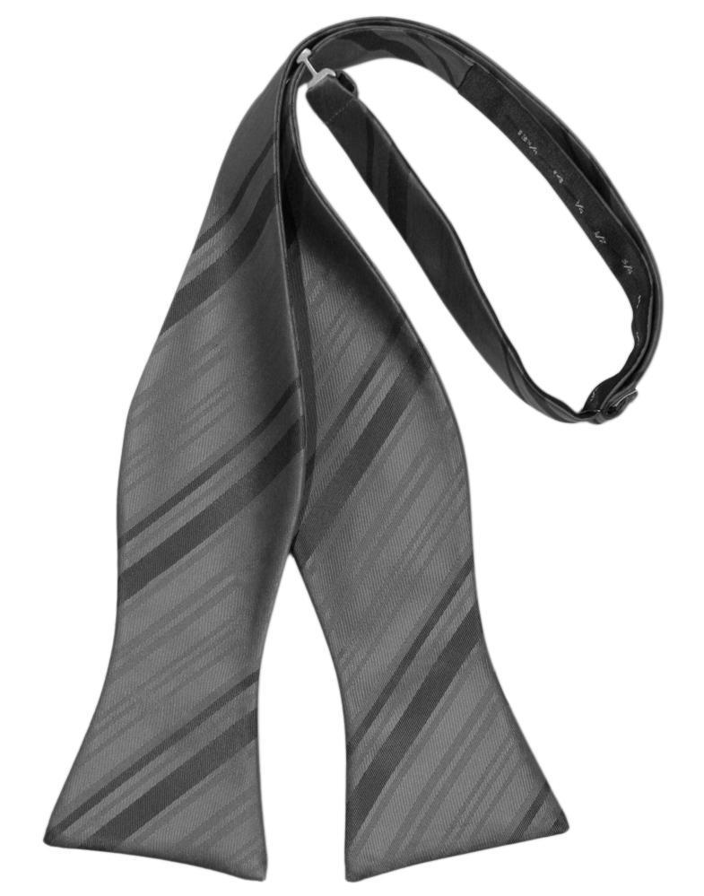 Striped Satin Bow Tie Self Tie