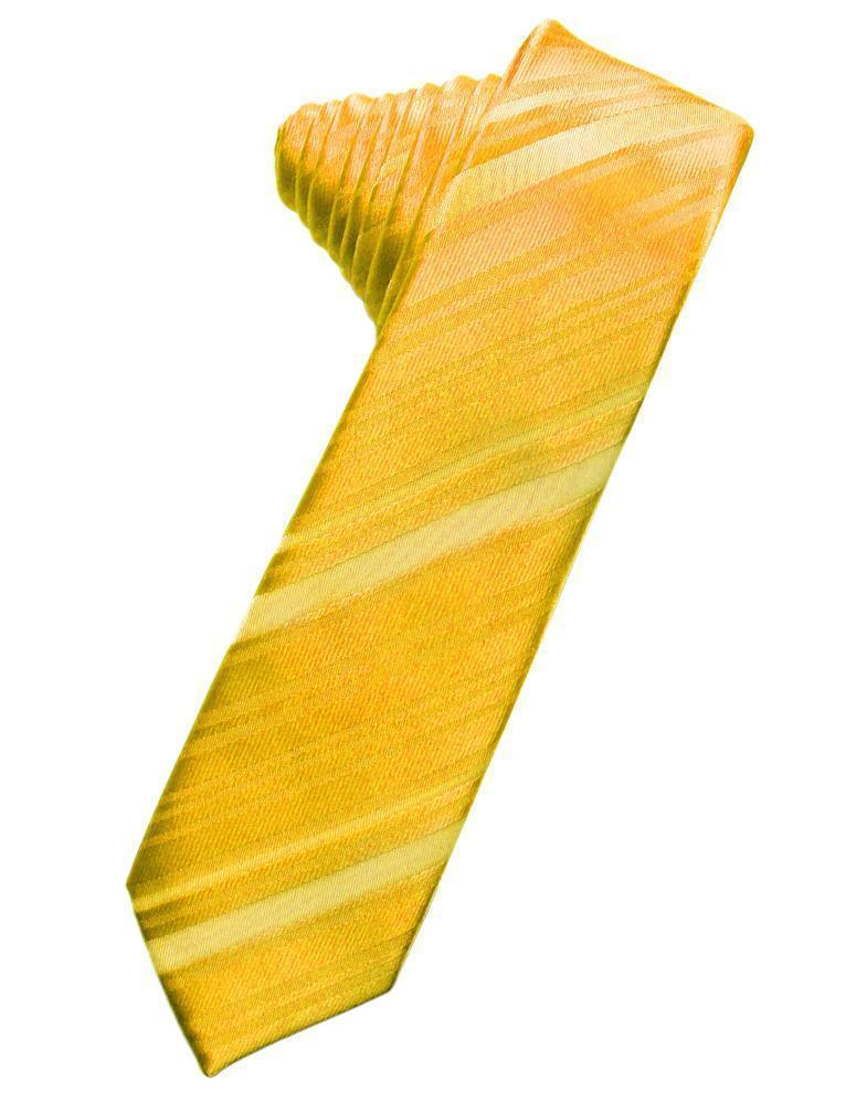 Striped Satin Skinny Necktie Self Tie