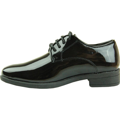 VANGELO Boy TUX-12KID Dress Shoe Formal Tuxedo for Prom & Wedding Black Patent