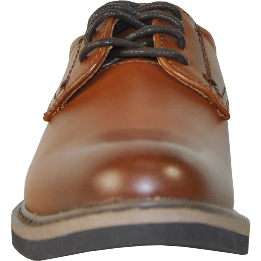 VANGELO Boy VALLO-1PKID Dress Shoe Formal Tuxedo for Prom & Wedding Brown Matte