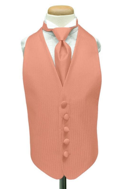 Herringbone Kids Tuxedo Vest 2 - Boys Small (3-6) / Coral - 