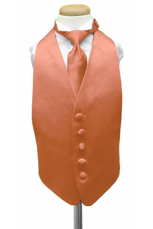 Luxury Satin Kids Tuxedo Vest - Boys Small (3-6) / Coral - 