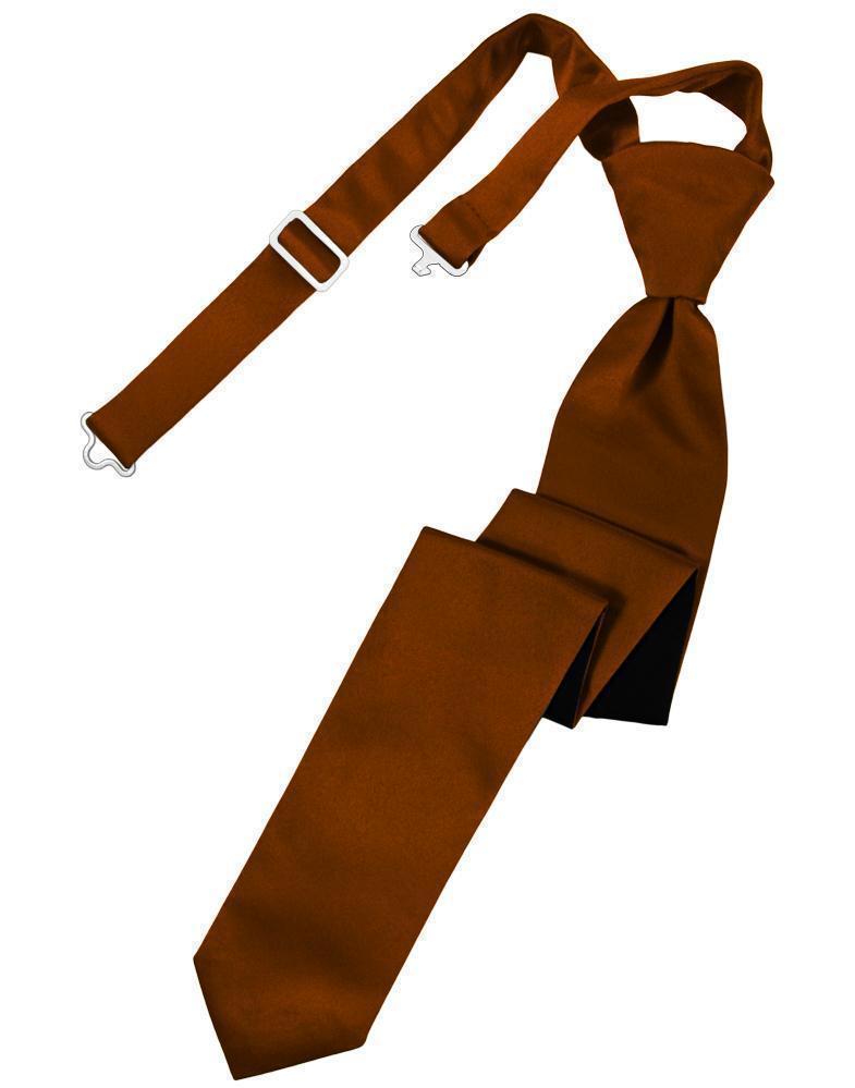 Luxury Satin Skinny Necktie Pre-Tied - Cognac - corbata 