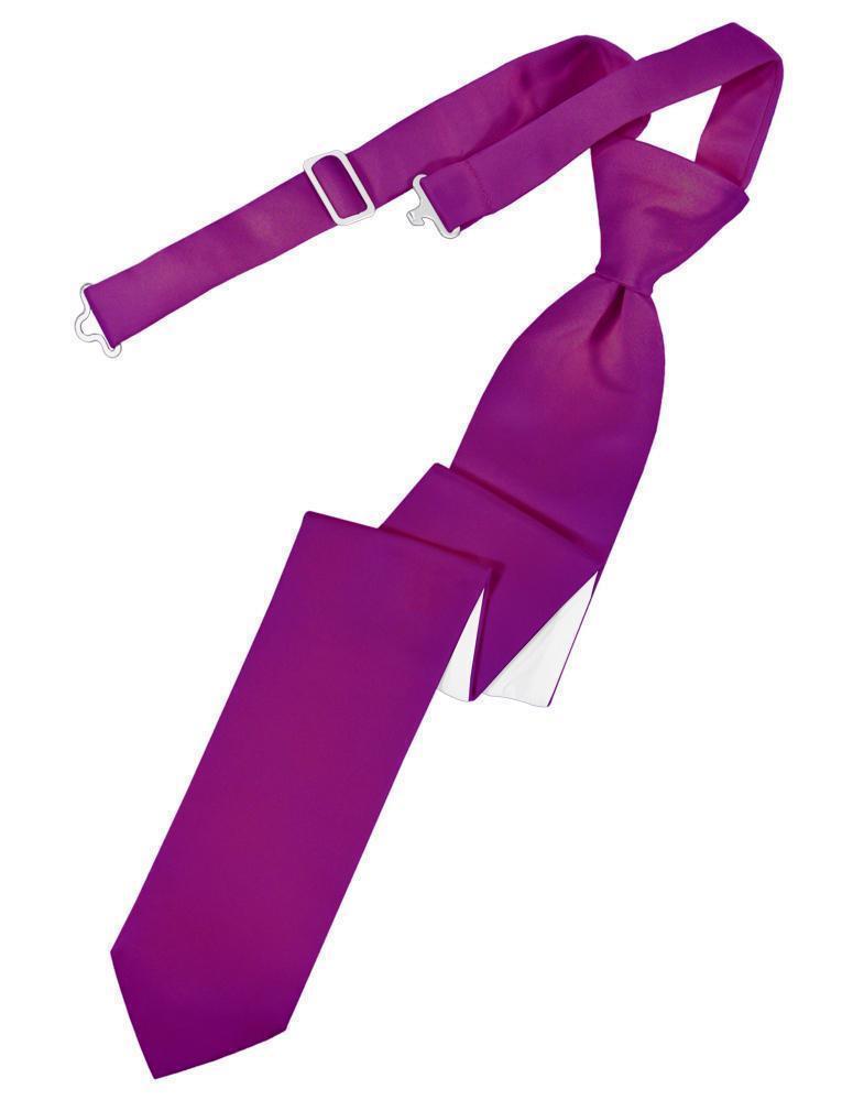 Luxury Satin Skinny Necktie Pre-Tied - Fuchsia - corbata 