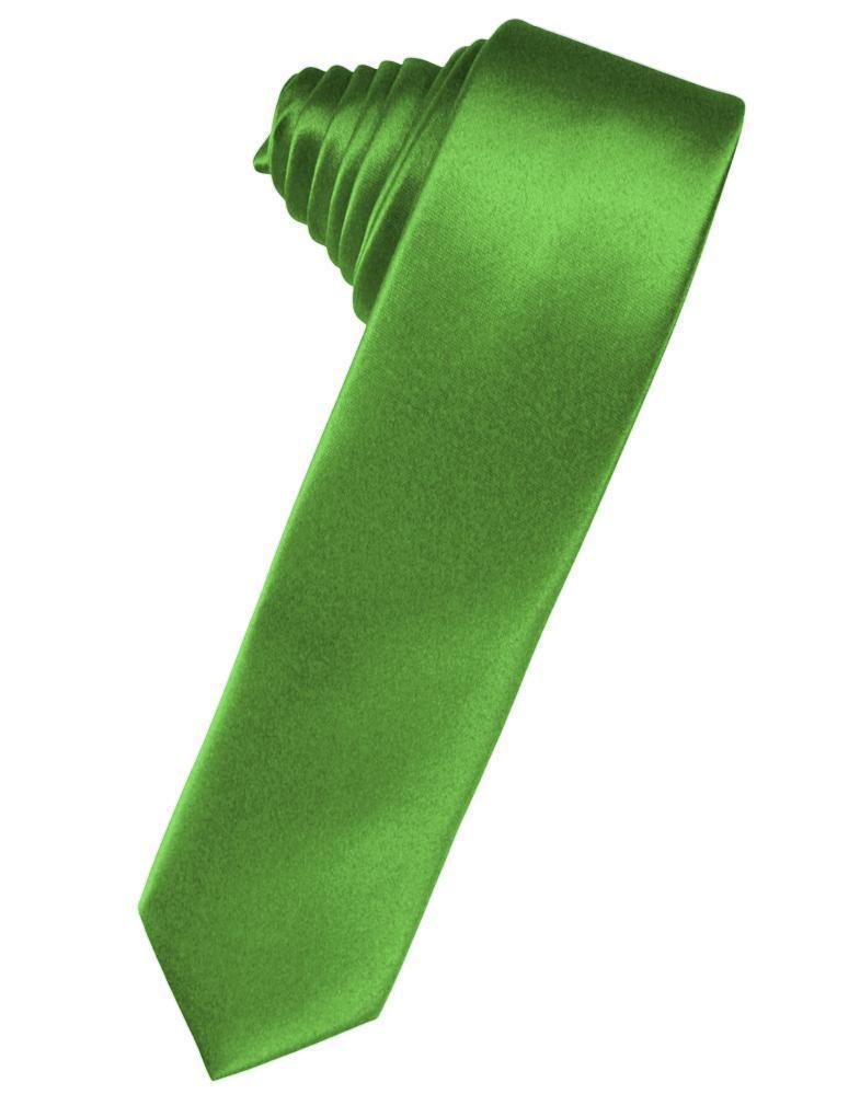 Luxury Satin Skinny Necktie Self Tie - Kelly - corbata 
