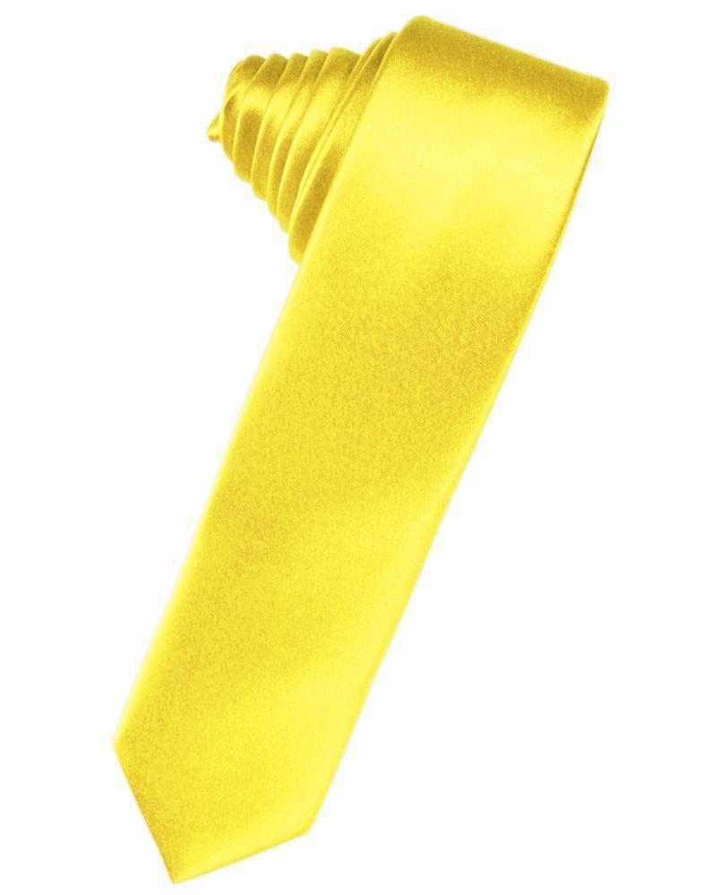 Luxury Satin Skinny Necktie Self Tie - Sunbeam - corbata 