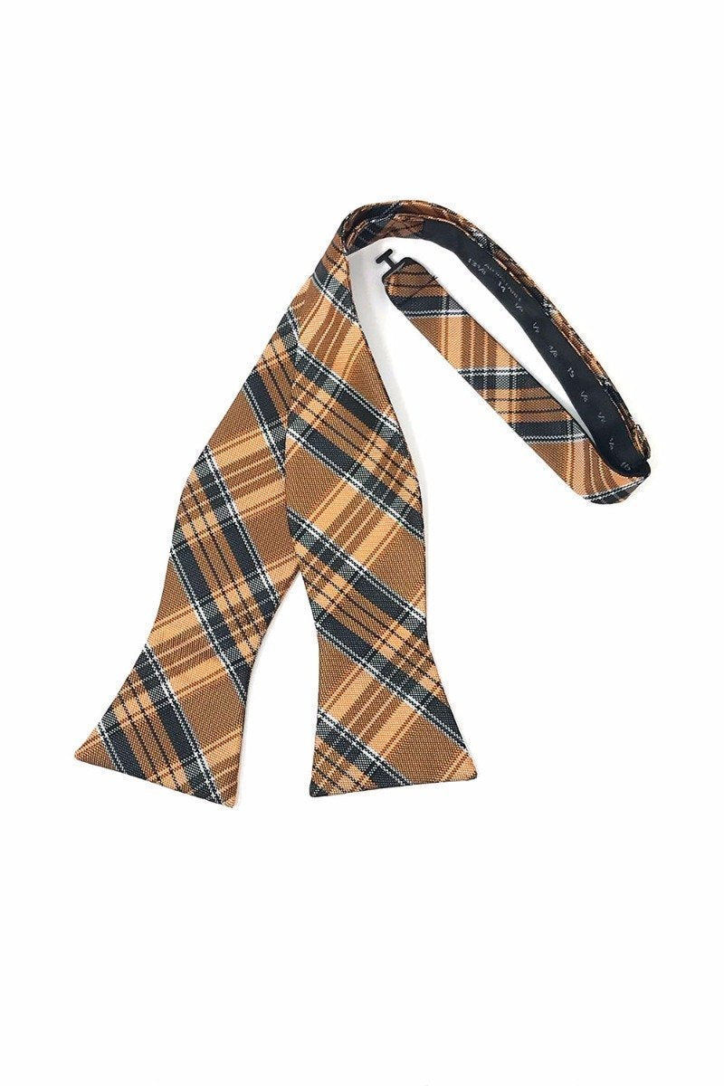Madison Plaid Bow Tie Self Tie - Orange - corbatin caballero