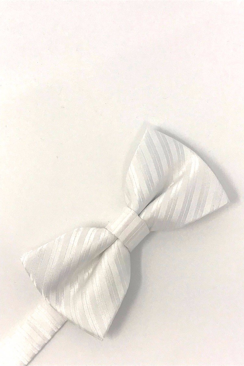 Newton Stripe Bow Tie - White - corbatin caballero