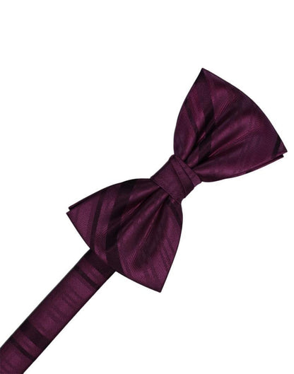 Striped Satin Bow Tie - Berry - corbatin caballero