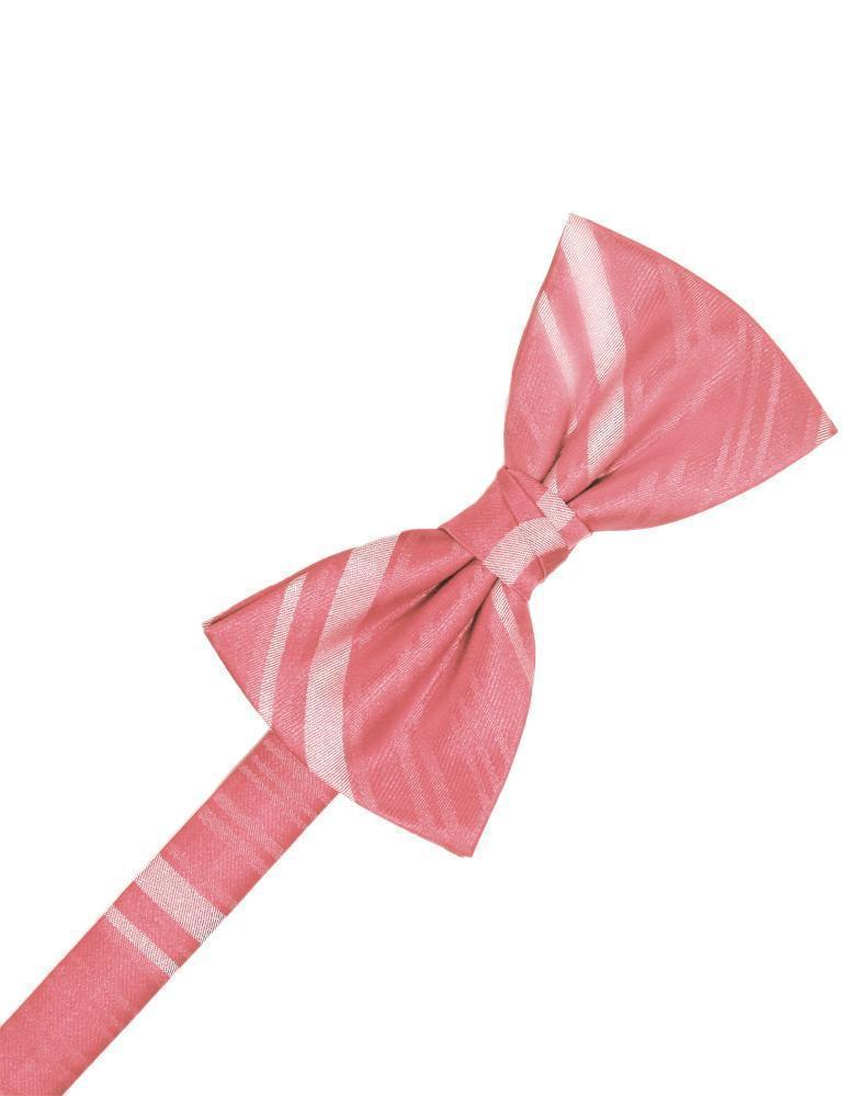 Striped Satin Bow Tie - Guava - corbatin caballero